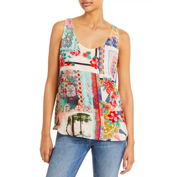 Johnny Was Orla Printed Tank Top Blouse Sleeveless Scoop Neck Lined Floral XL - Picture 1 of 8